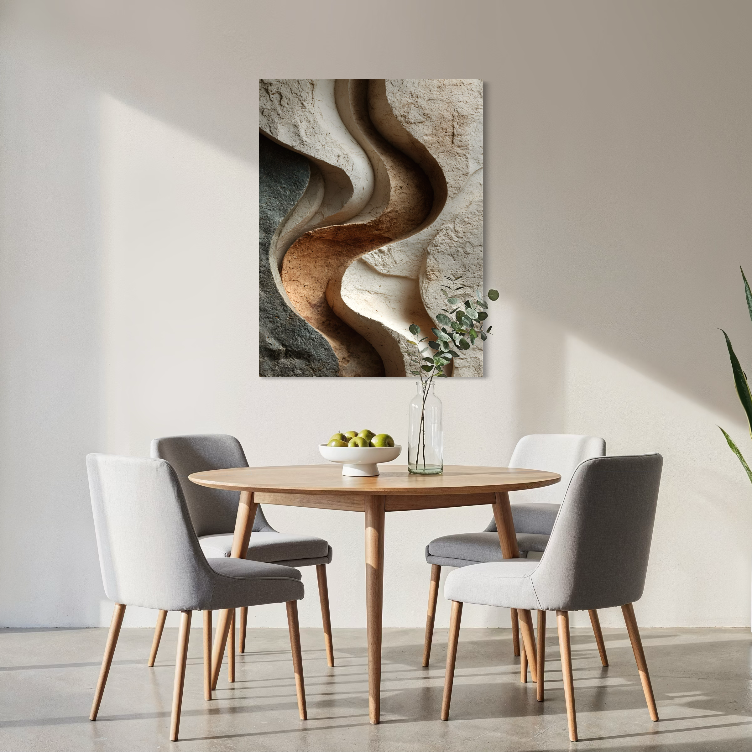 Tableau Japandi Vagues de Plâtre – Relief Organique Minimaliste
