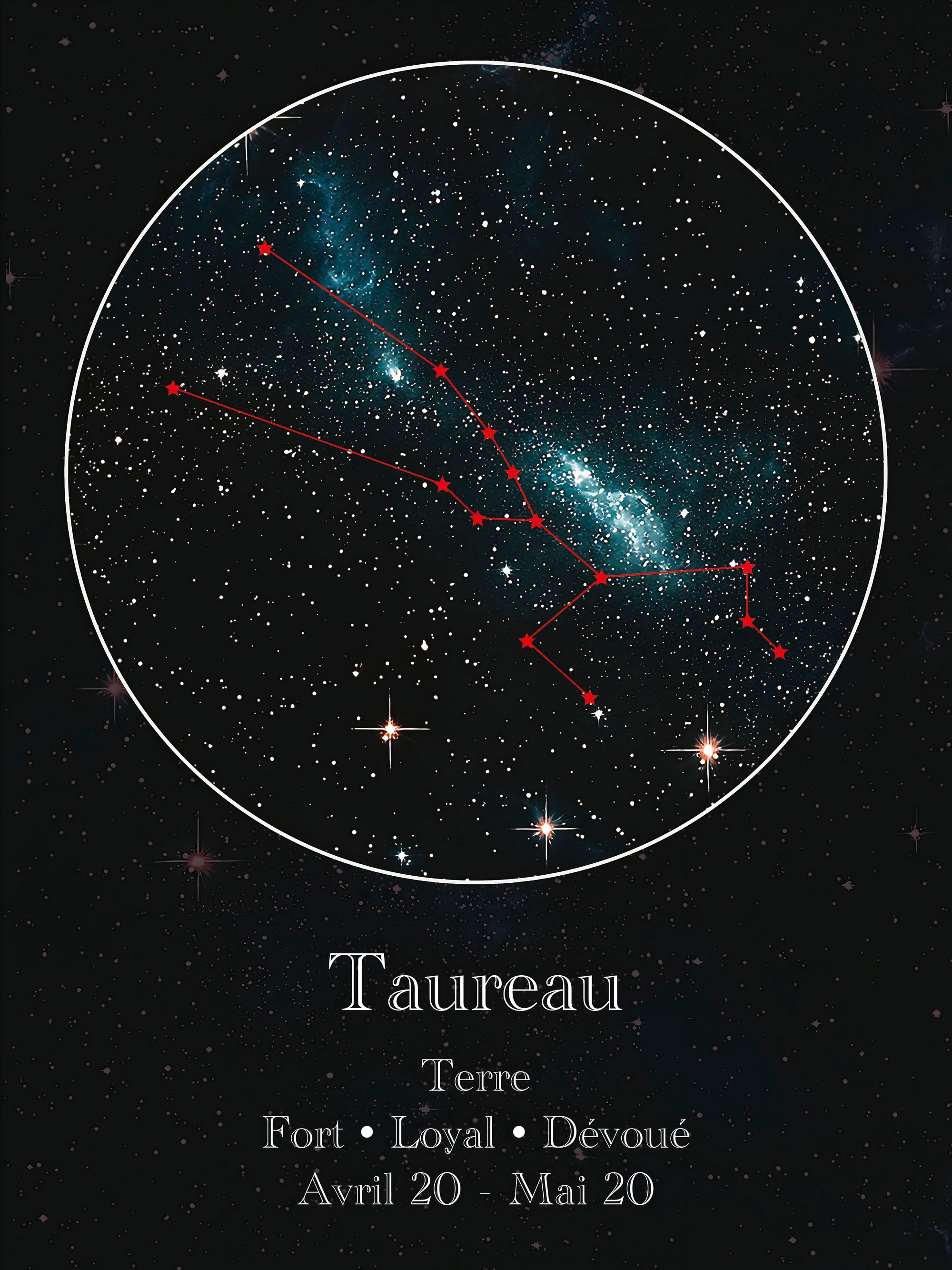 Tableau Signe Astrologique Taureau Constellation - Décoration Murale - Fabulartz.fr