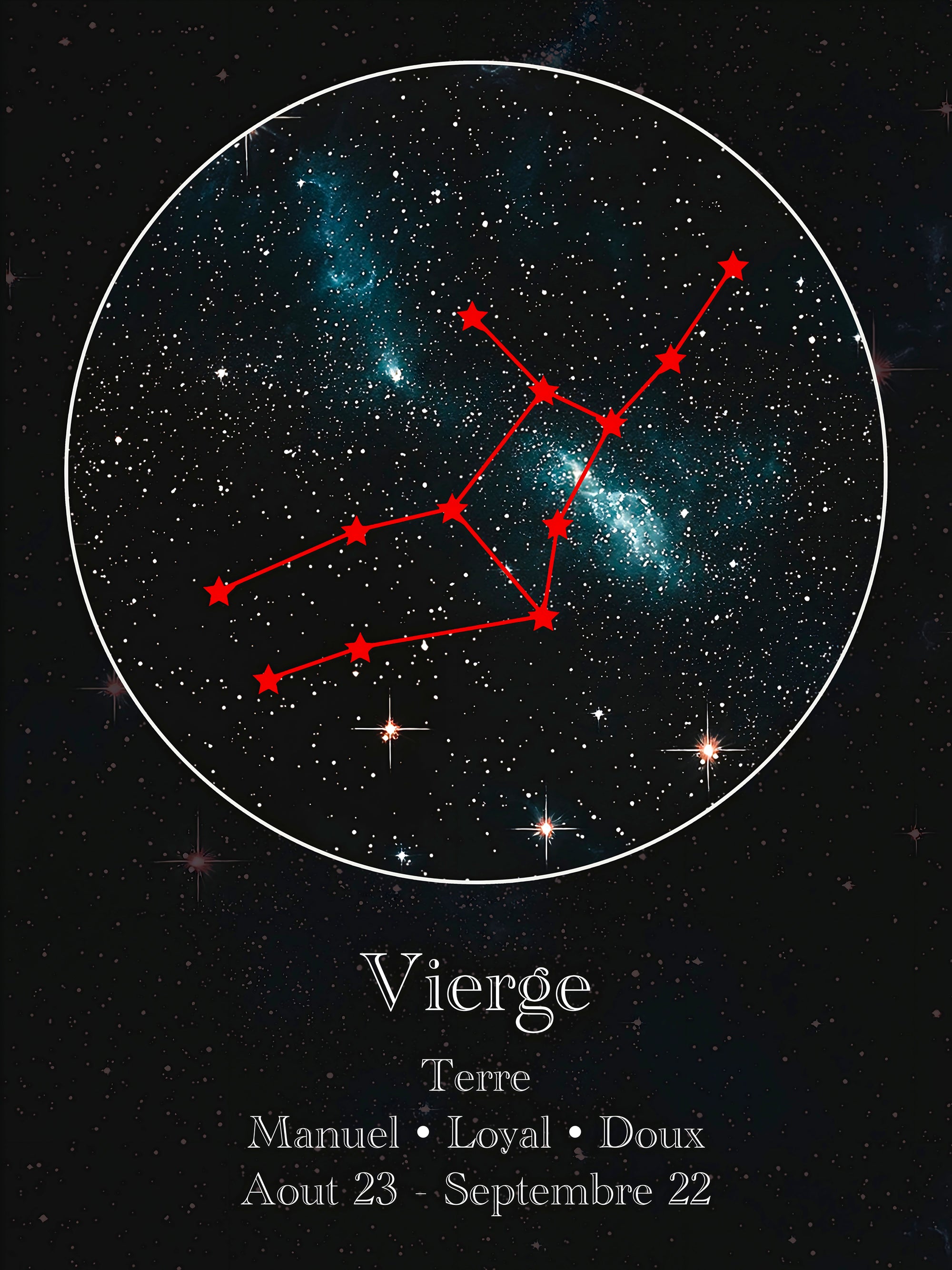 Tableau Signe Astrologique Vierge Constellation - Cadre Déco - Fabulartz.fr