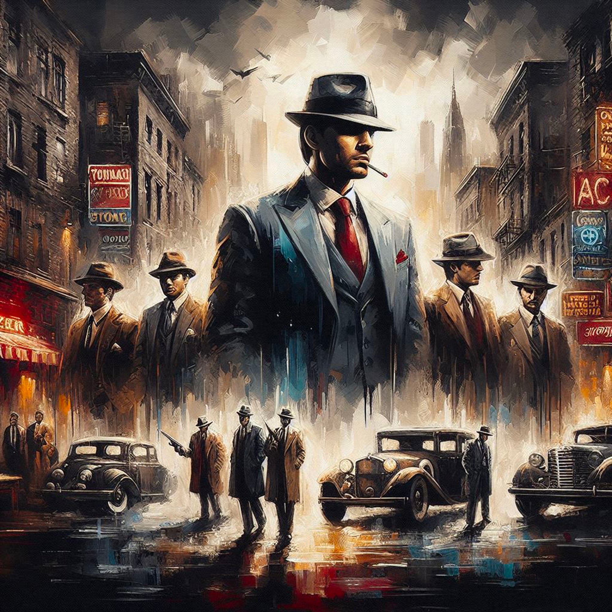 Tableau Mafia - Les Rues de la Nuit - Cadre Déco Design - Fabulartz.fr
