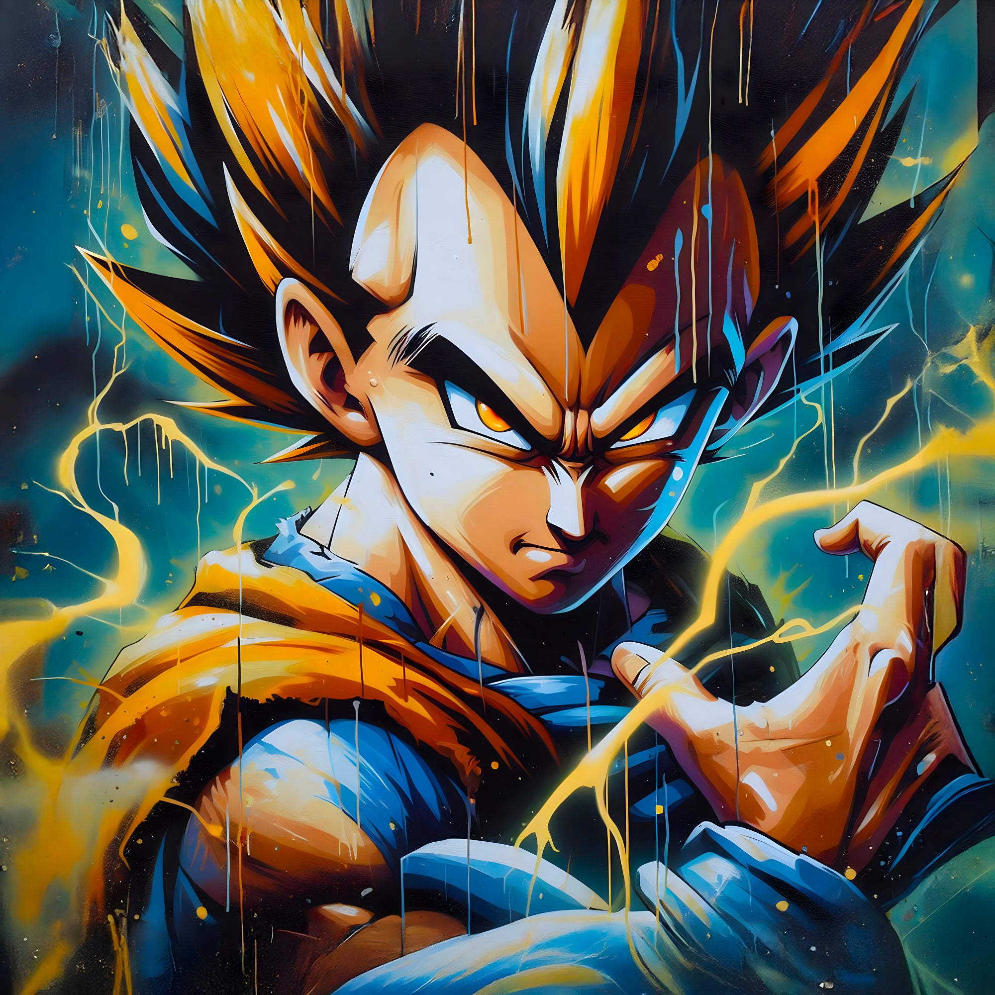Dragon Ball Z Super Saiyan Pittura in bianco e nero - Déco Murale