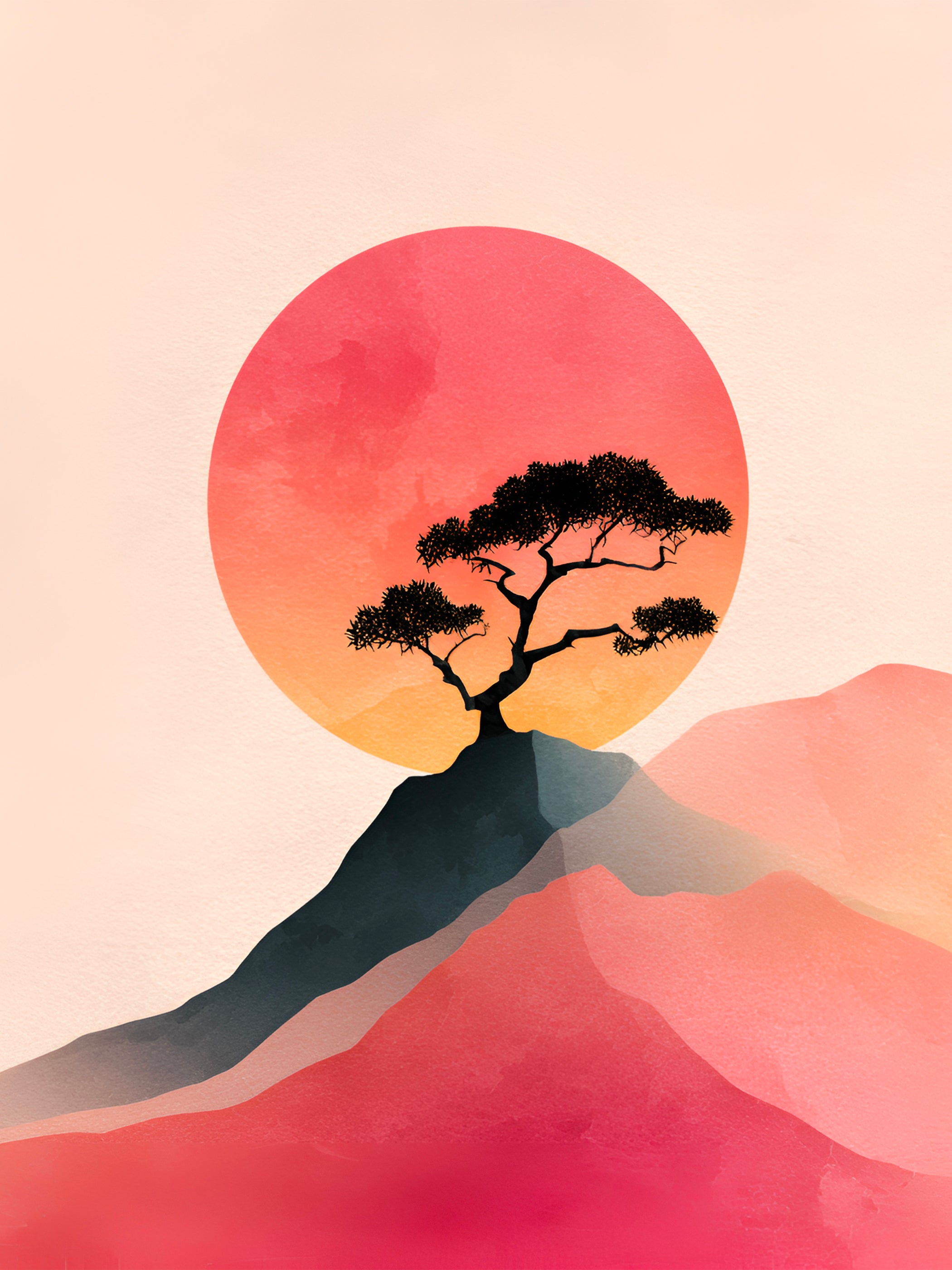 Tableau Japandi Soleil Rose – Aube Sakura