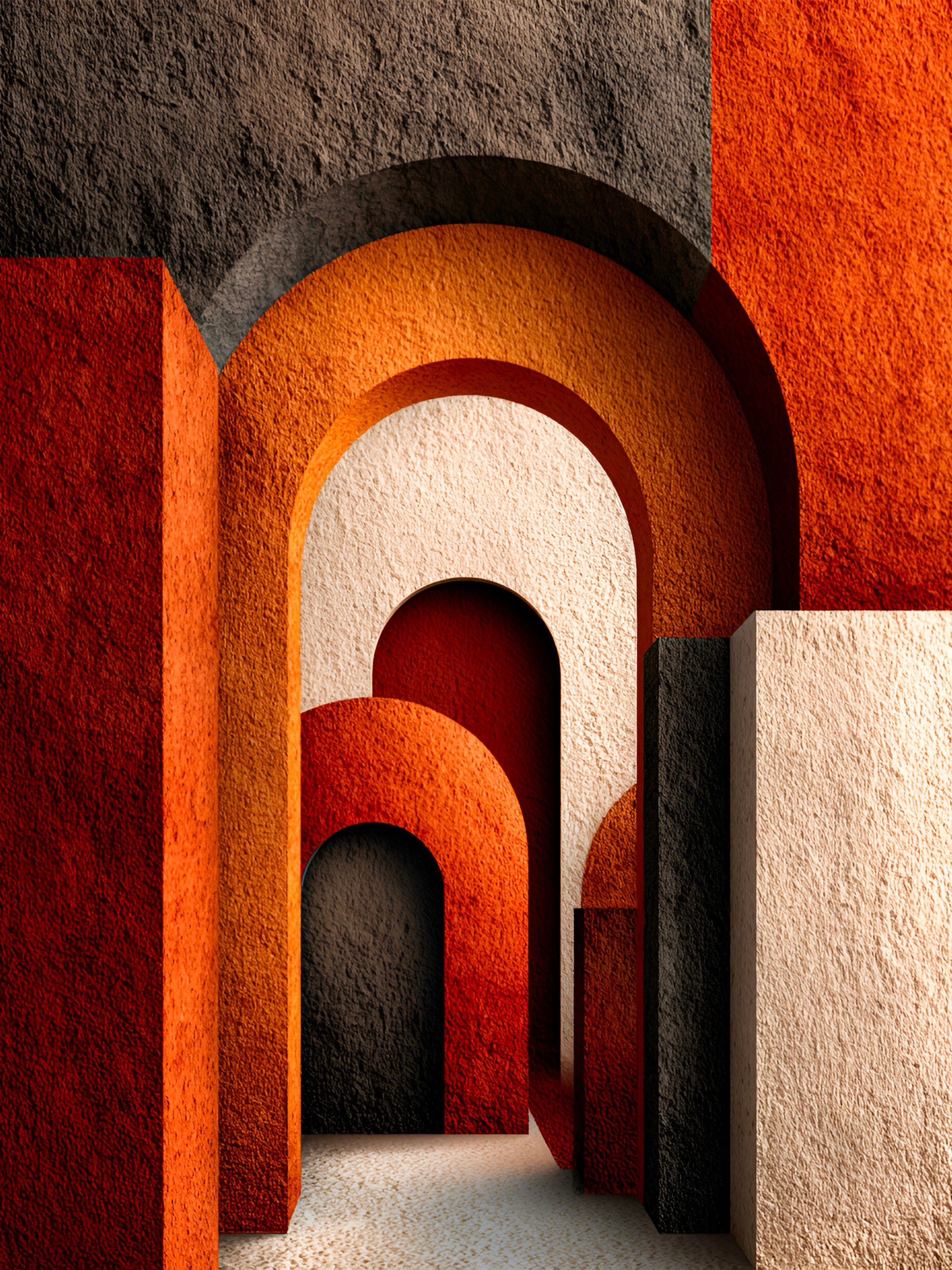 Tableau Japandi Arches Terracotta – Passage Minéral