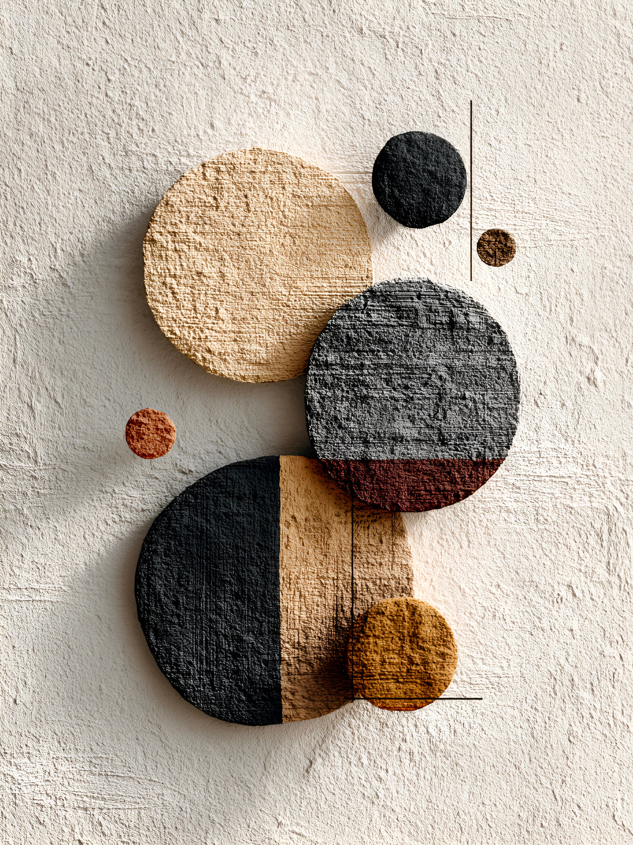 Tableau Japandi Cercles Plâtre – Relief Minéral