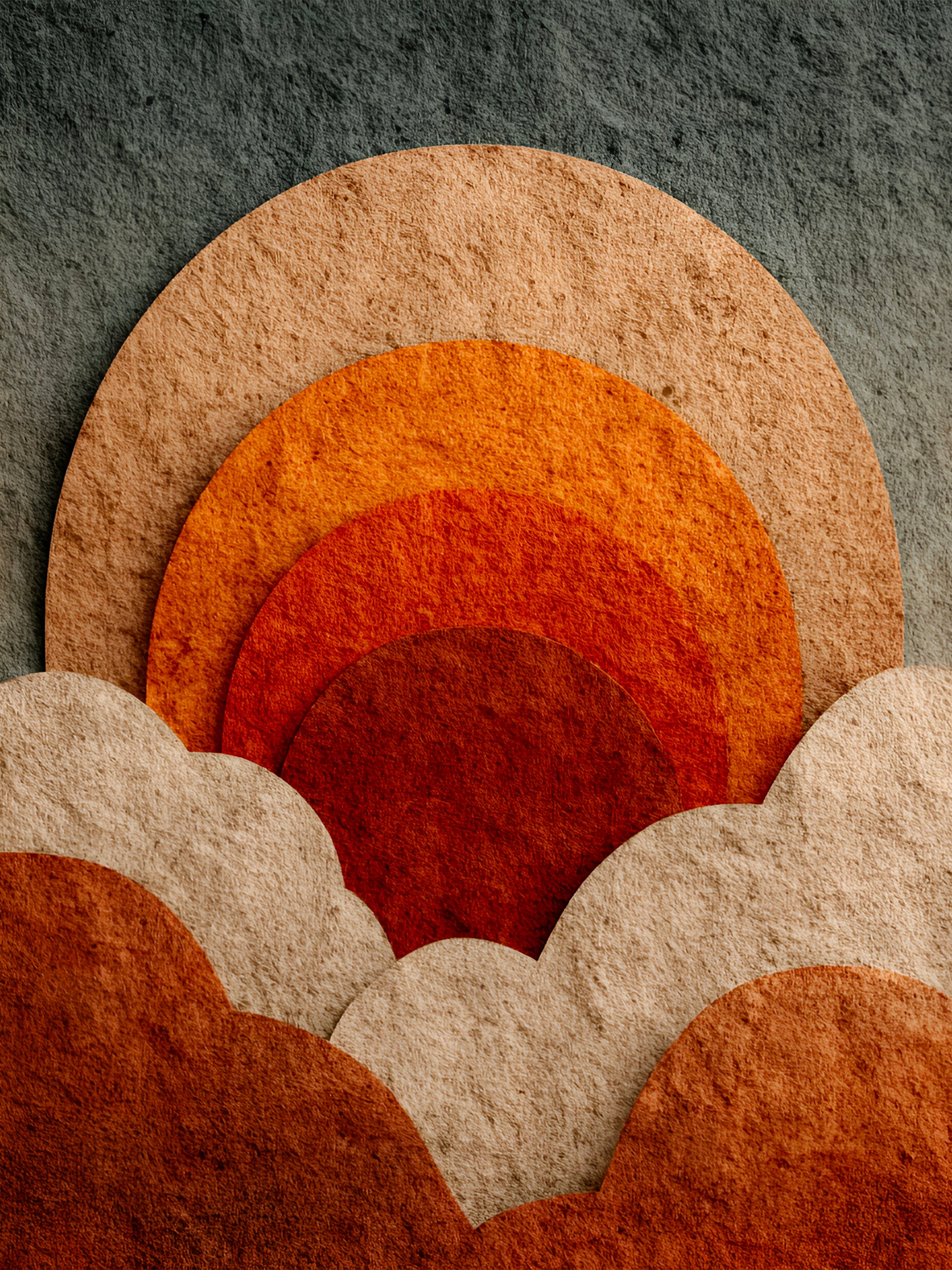 Tableau Japandi Collines et Coucher de Soleil – Horizon Terracotta