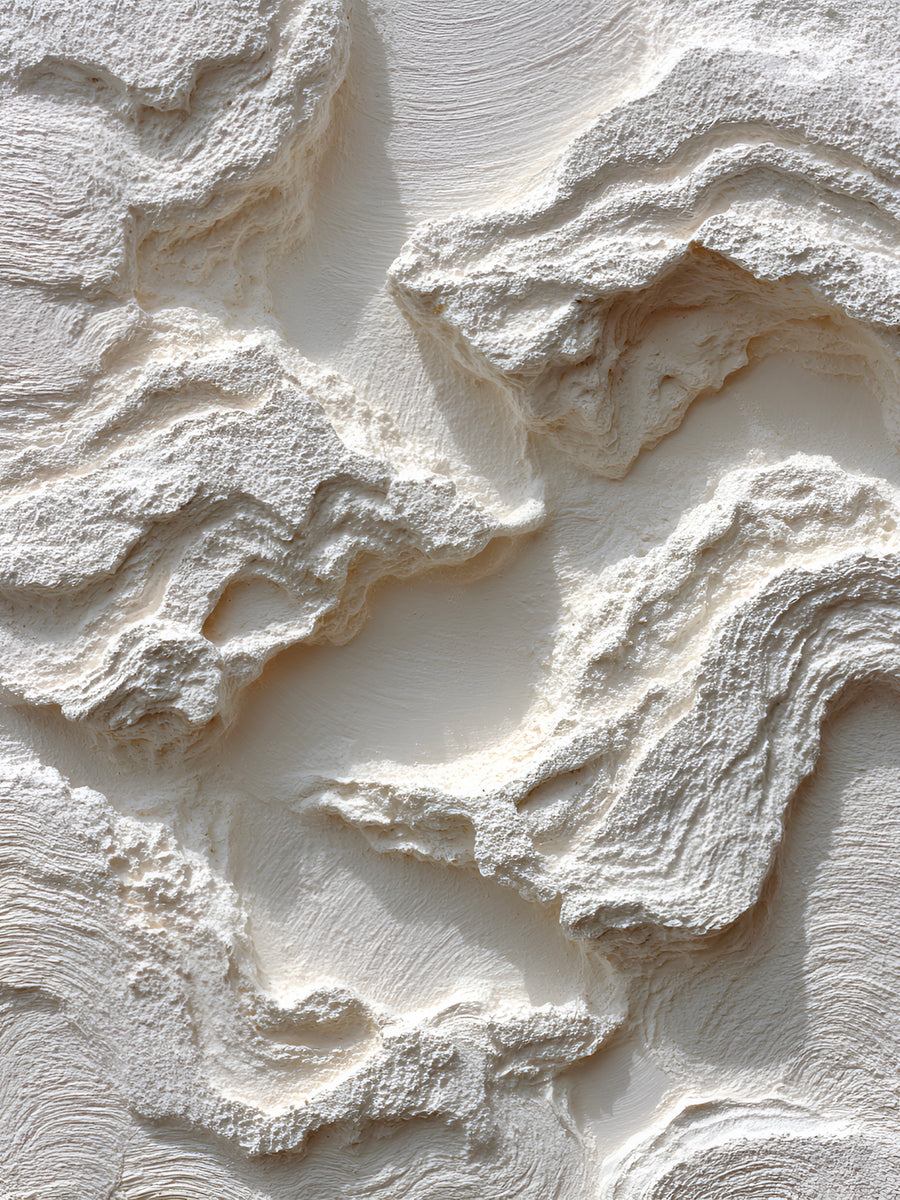 Japandi White Texture Wall Art – Minimalist Organic Relief