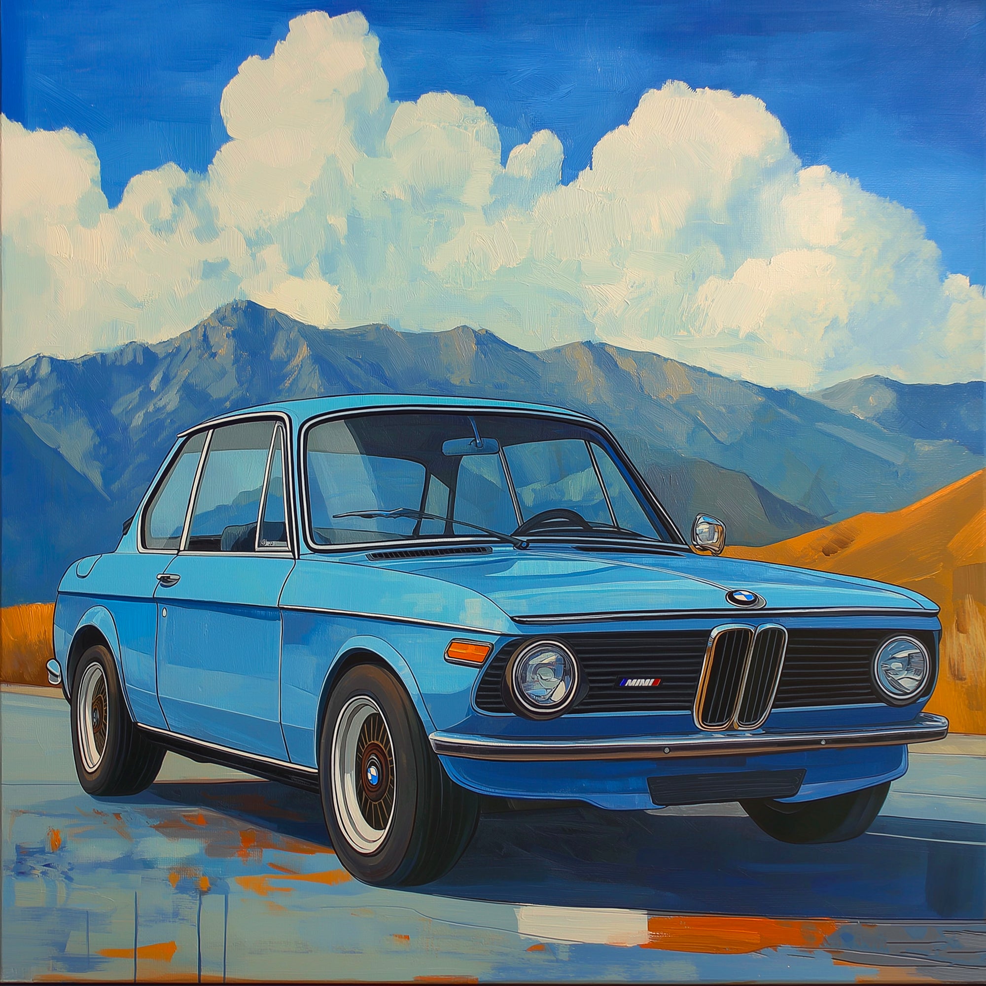 Tableau BMW Vintage Bleu - Décoration Murale Design - Fabulartz.fr