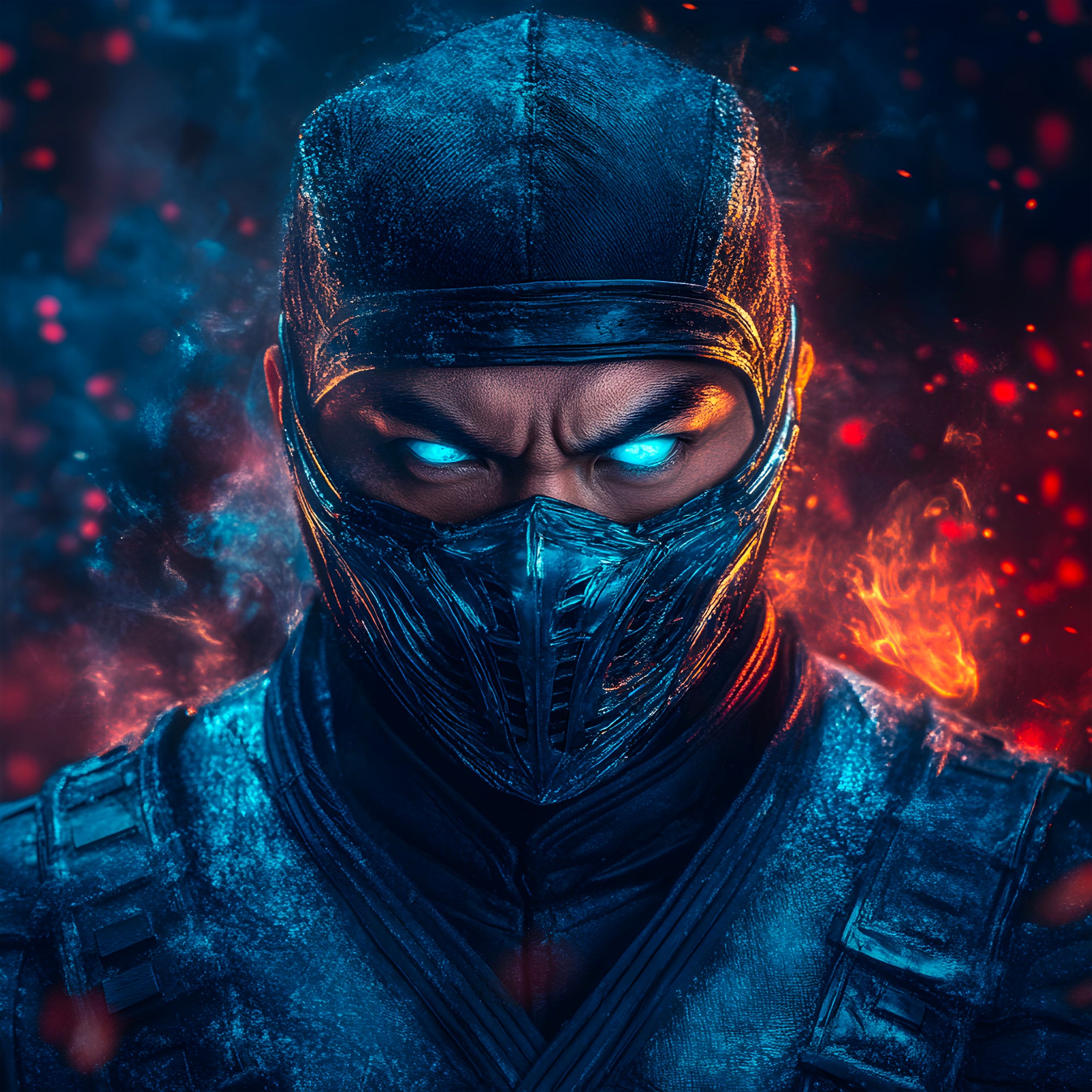 Tableau Mortal Kombat Sub-Zero Flamme et Glace - Cadre Déco - Fabulartz.fr