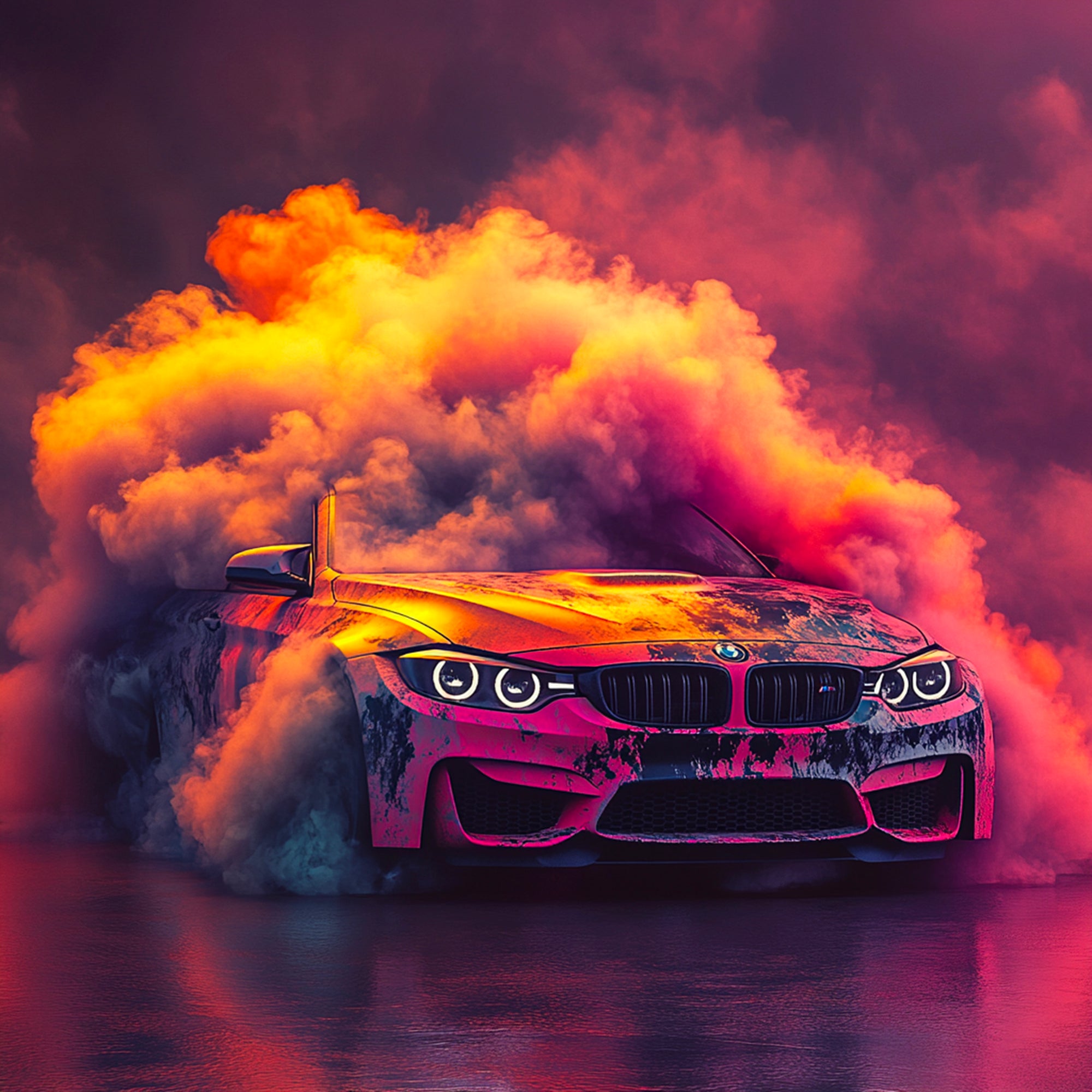 Tableau BMW Rose Explosion - Déco Murale Moderne - Fabulartz.fr