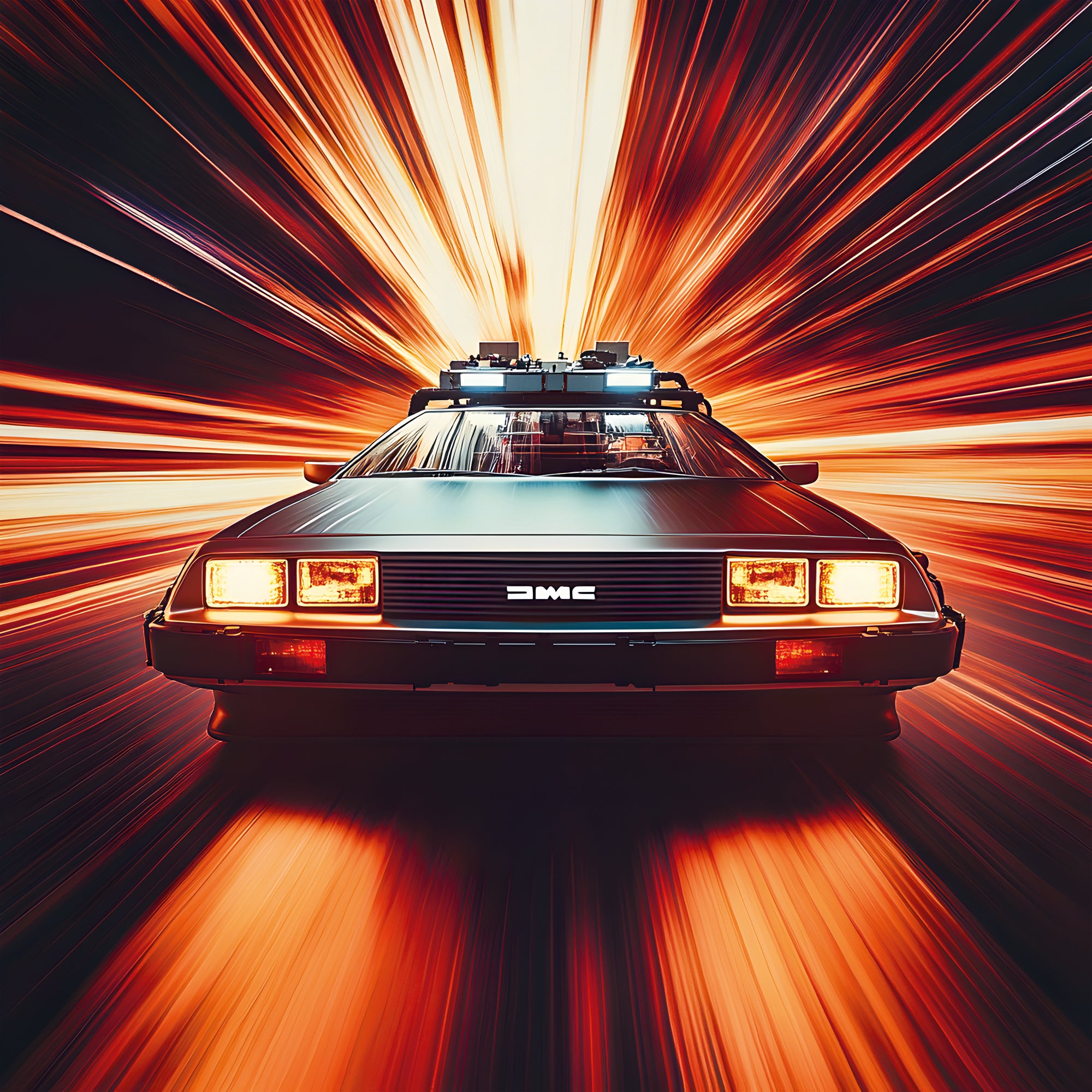 Tableau Retour Vers Le Futur - Delorean en Pleine Vitesse - Fabulartz.fr
