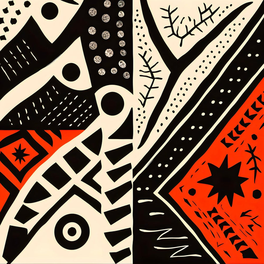 Tableau Africain Abstrait Motifs Ethniques – Décoration Murale Design