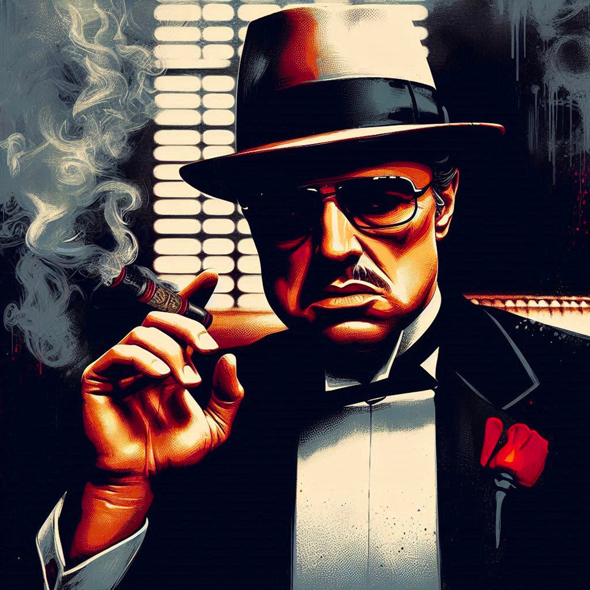 Tableau Mafia - Le Parrain Fumeur - Déco Murale Moderne - Fabulartz.fr