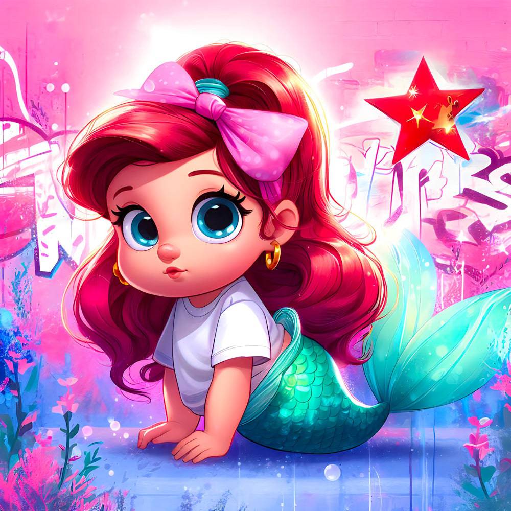 Baby Ariel la petite sirène - Tableau Enfant - Fabulartz.fr