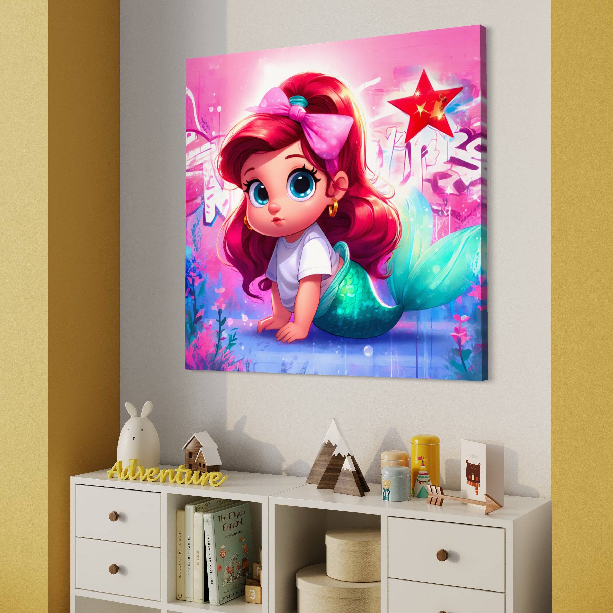Baby Ariel la petite sirène - Tableau Enfant - Fabulartz.fr