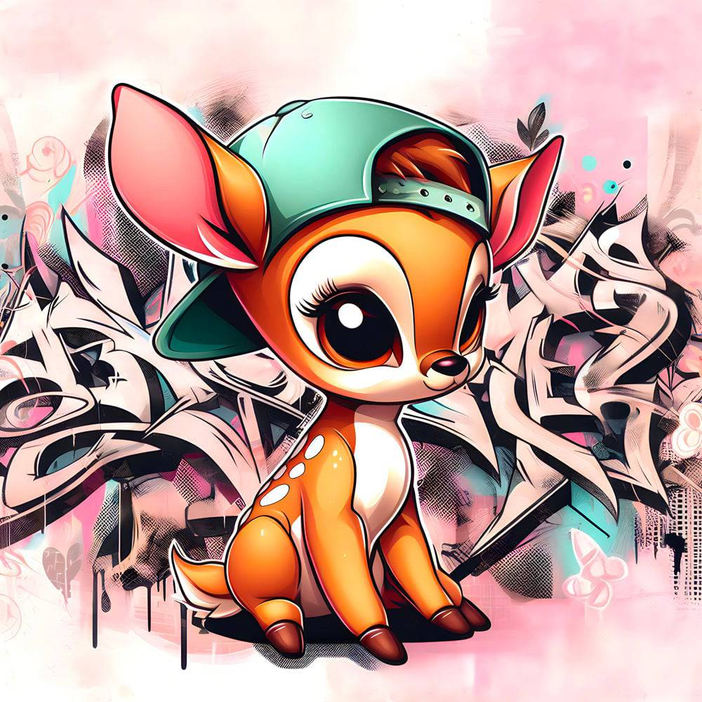 Baby Bambi Casquette - Tableau Enfant - Fabulartz.fr