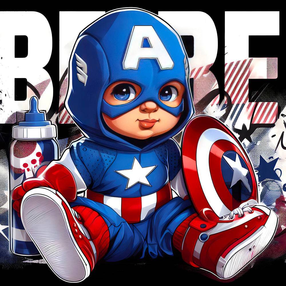 Baby Captain America - Tableau Enfant - Fabulartz.fr 