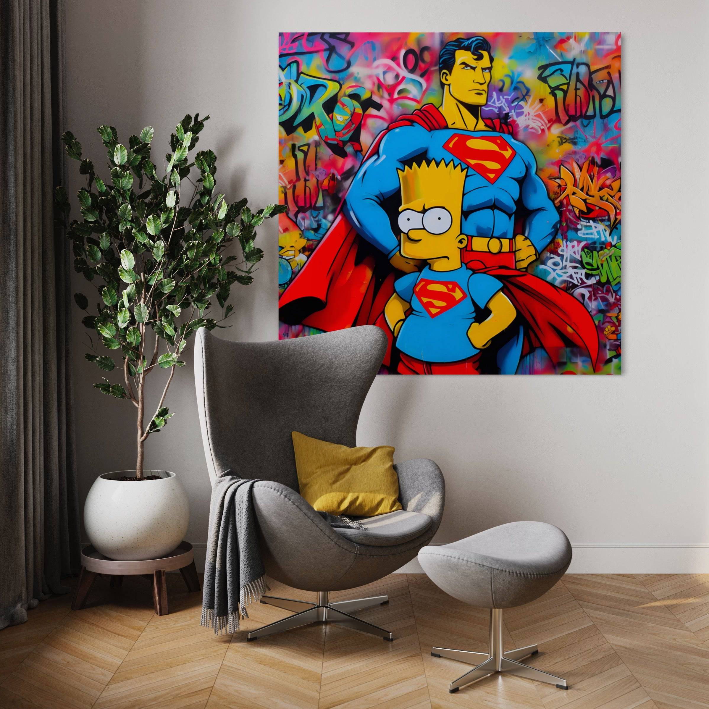 Tableau Simpson - Bart et Superman Pop Art - Décoration Murale Design - Fabulartz.fr