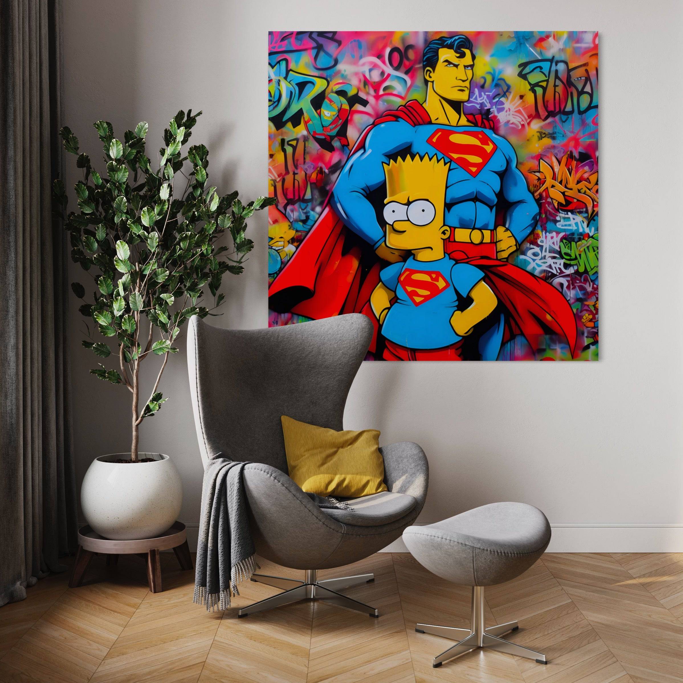 Bart and Clark - Tableau Pop Art Simpson - Fabulartz.fr 