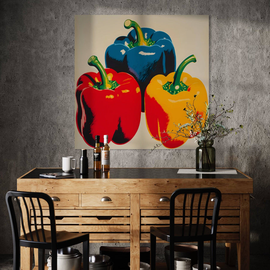 Tableau Pop Art Poivrons - Décoration Murale Cuisine | Cadre Déco