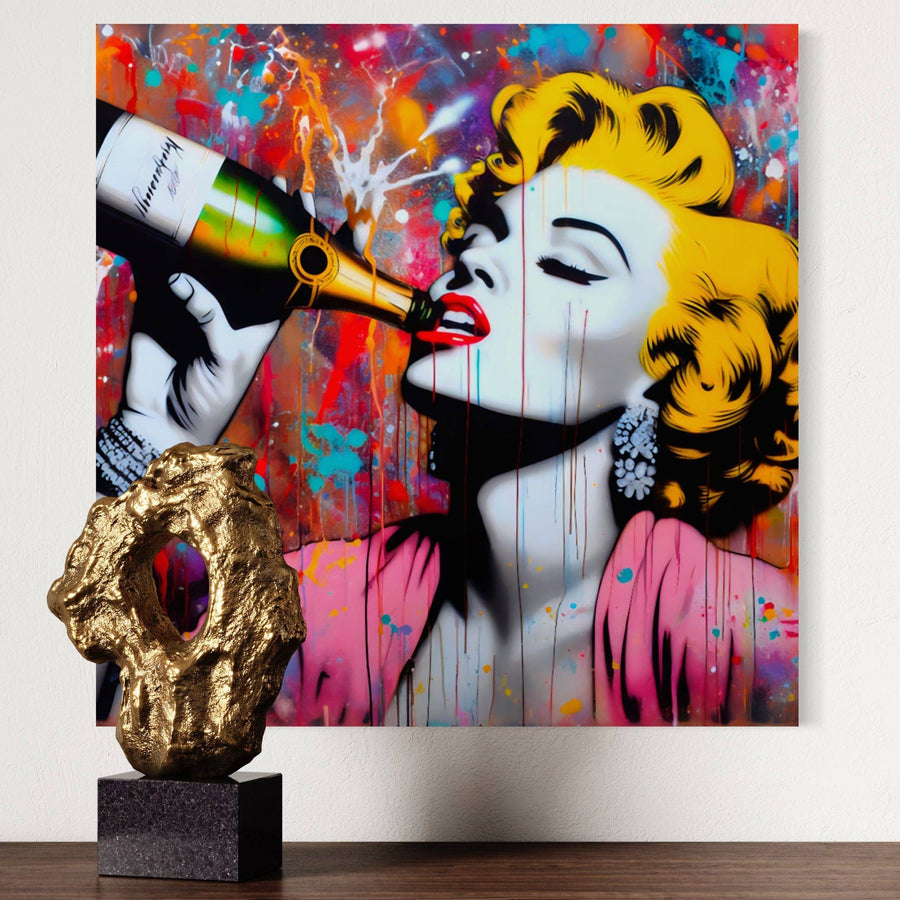 Tableau Pop Art Marilyn Monroe Champagne - Décoration Murale Design