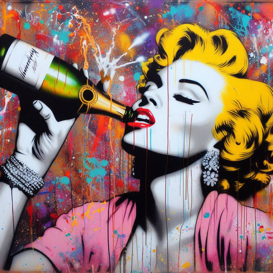 Tableau Pop Art Marilyn Monroe Champagne - Décoration Murale Design
