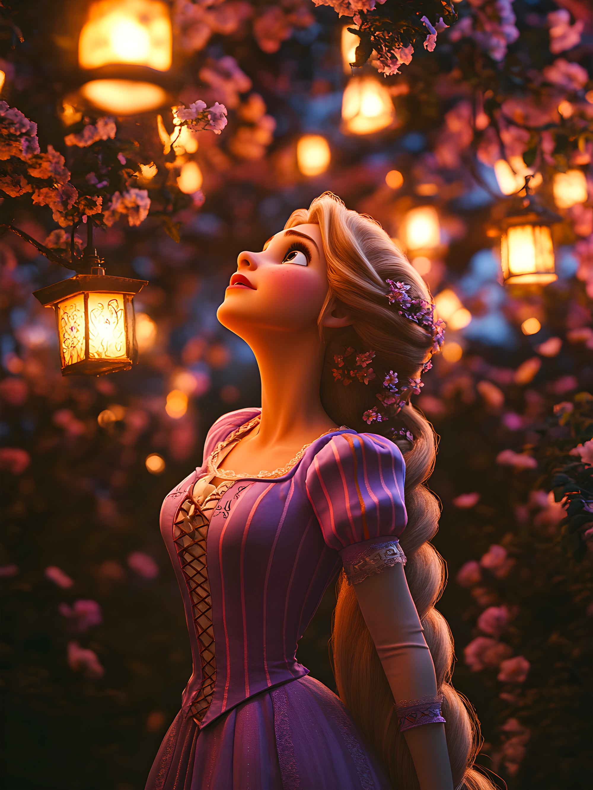 Tableau Raiponce Sous Les Lanternes - Décoration Murale - Fabulartz.fr