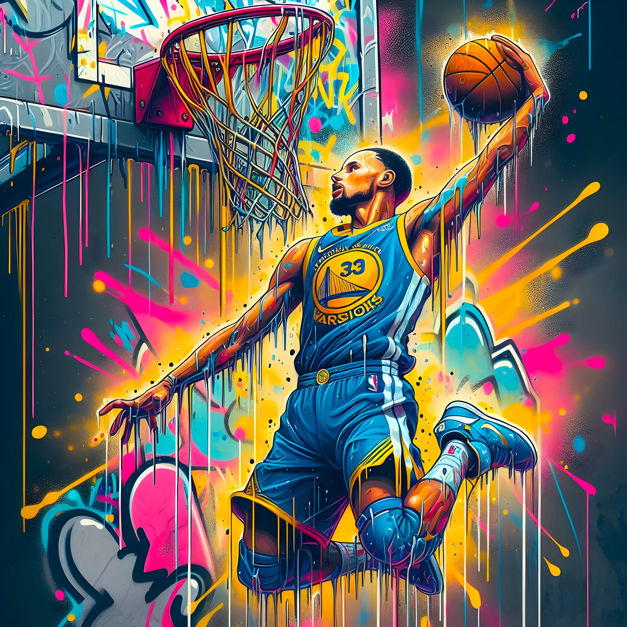 Tableau NBA Street Art Curry – Décoration Murale Design - Fabulartz.fr