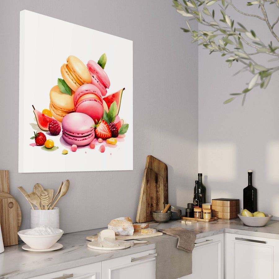 Tableau Cuisine "Macarons et Fruits" - Cadre Déco Gourmand et Coloré