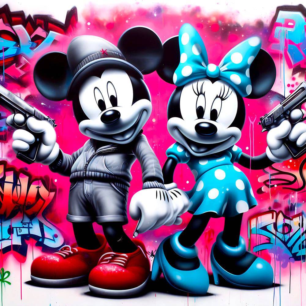 Cartoon Chaos - Tableau Mickey et Minnie - Fabulartz.fr 