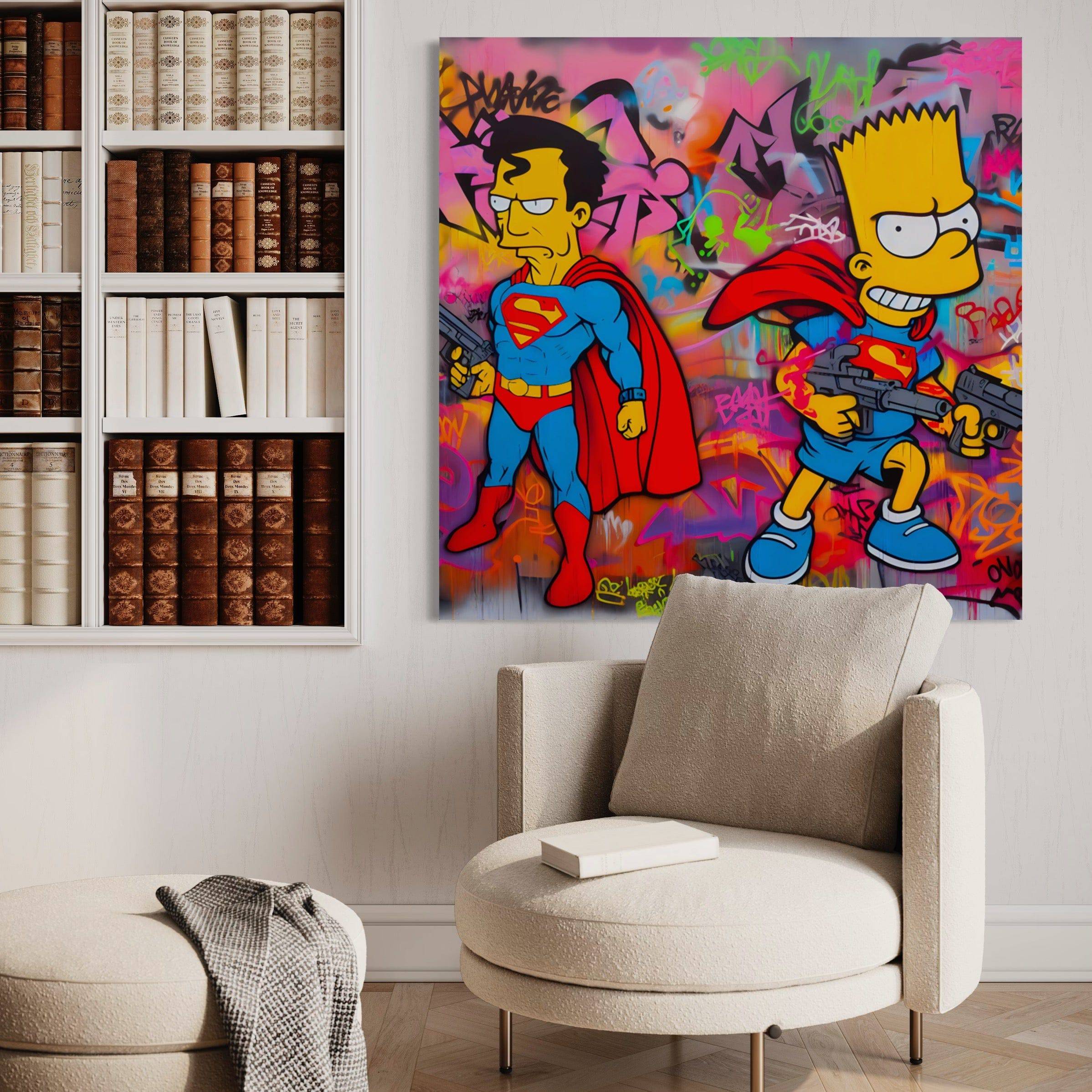 Tableau Simpson - Bart et Clark Graffiti Urbain - Décoration Murale Design - Fabulartz.fr