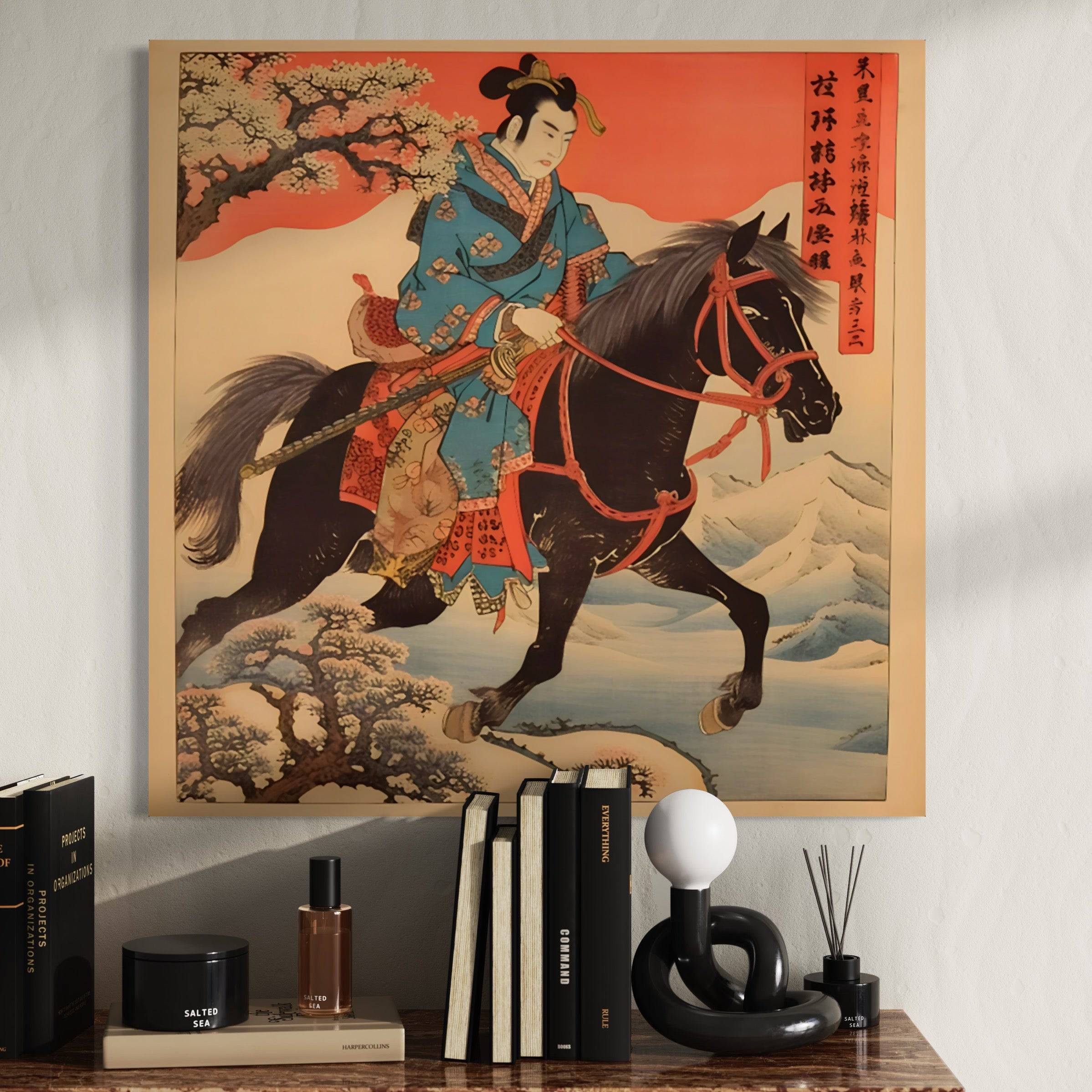 Cavalier au Printemps - Tableau Japonais - Fabulartz.fr