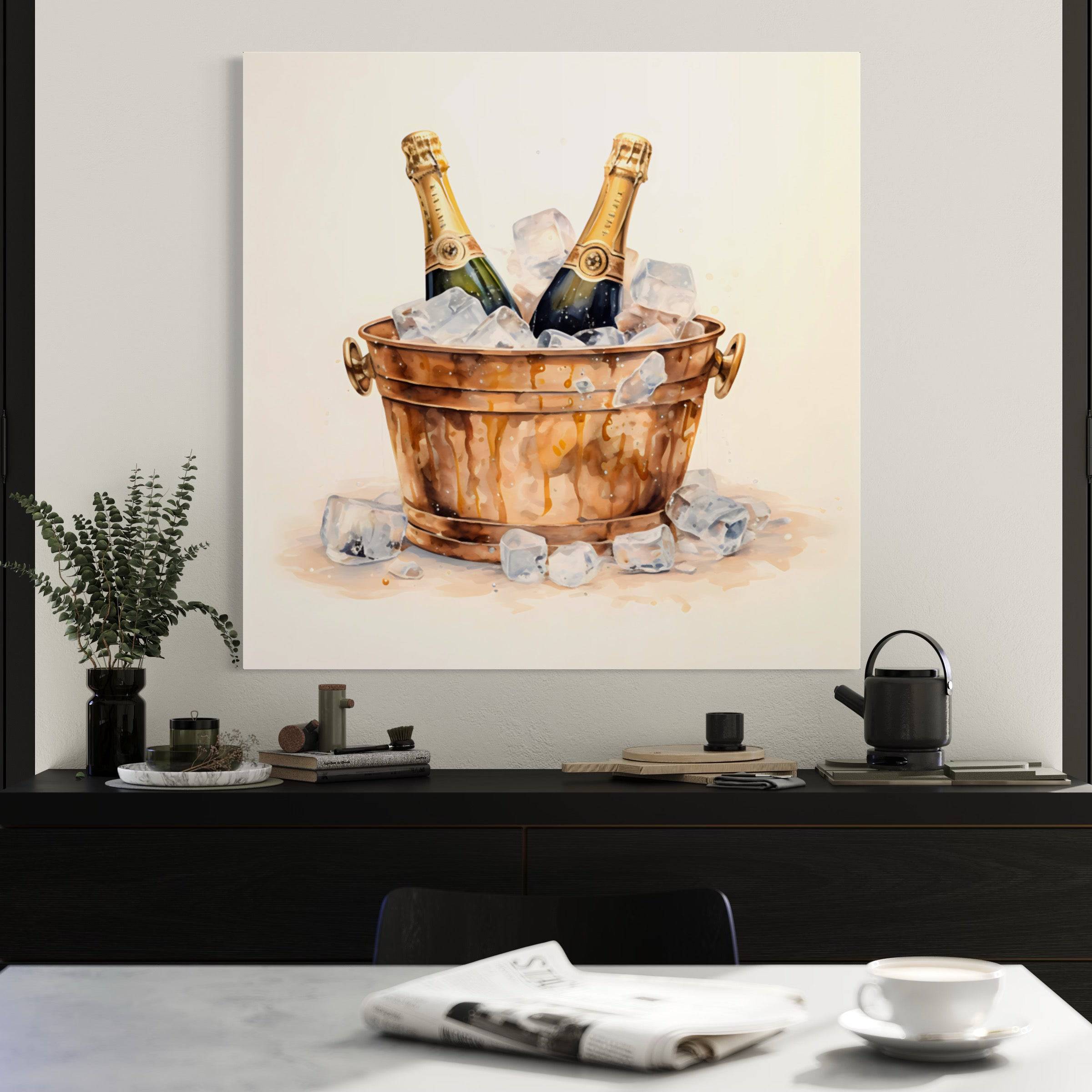Célébration Champagne Tableau Cuisine - Murale Déco Moderne - Fabulartz.fr