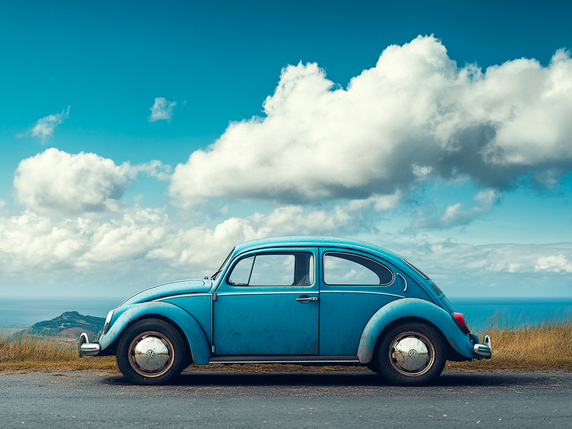 Tableau Volkswagen Coccinelle Bleue - Décoration Murale Design - Fabulartz.fr