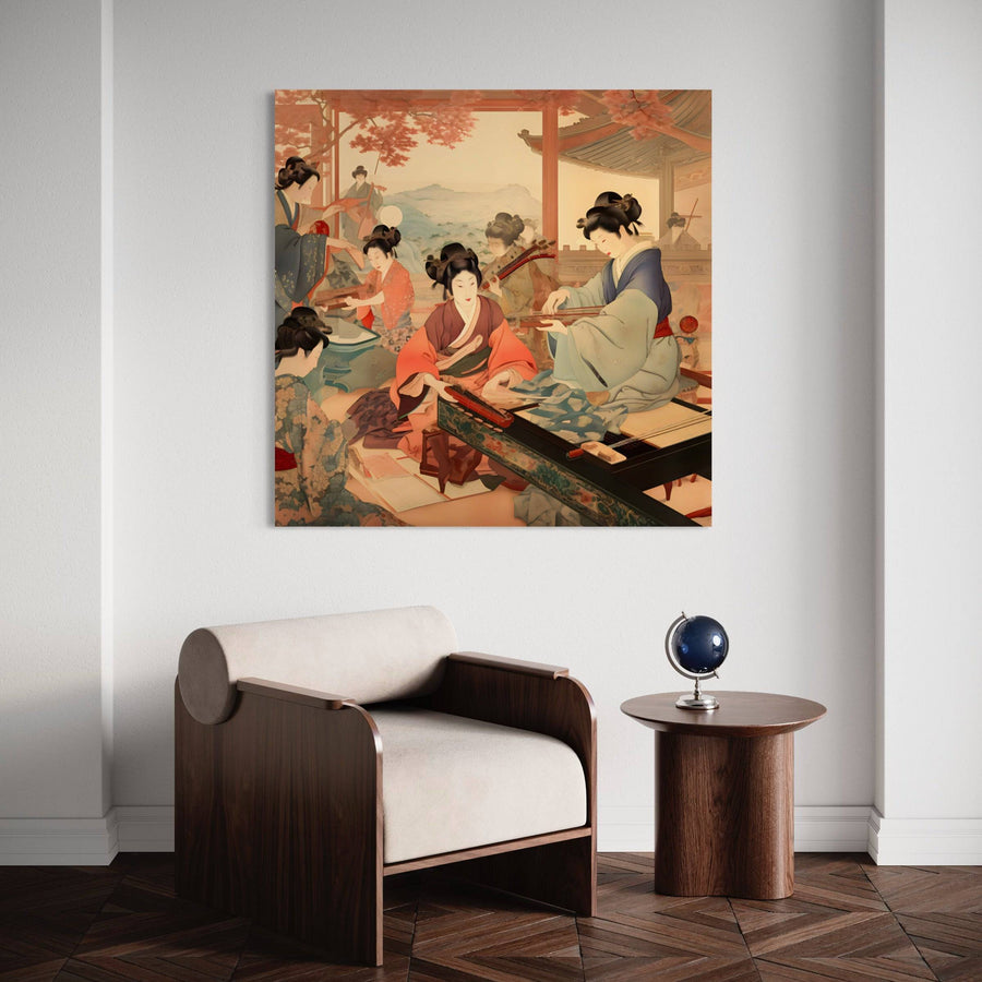 Quadro giapponese Concerto sotto i ciliegi - Decorazione artistica da parete