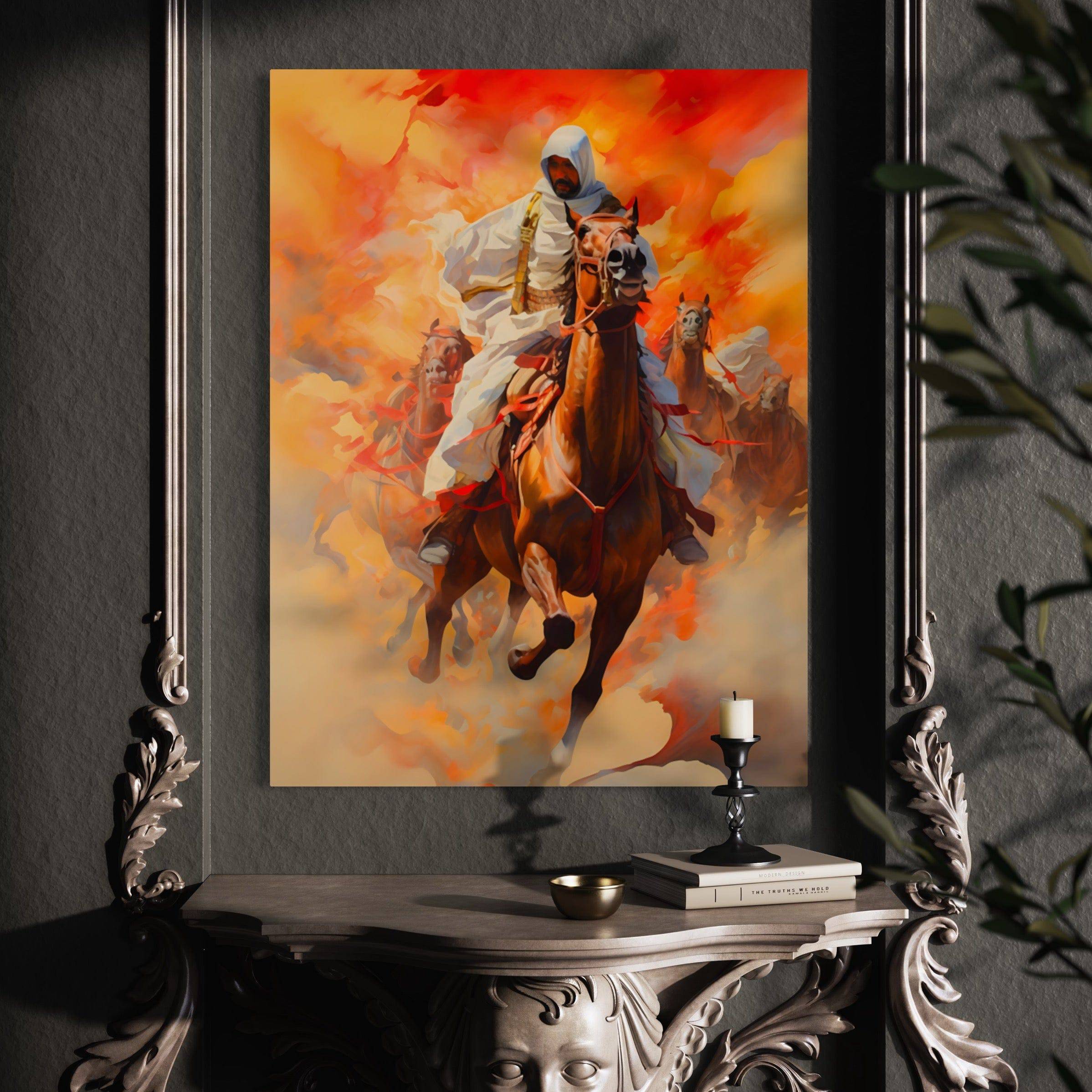 Course Sauvage à l'Aube du Désert - Tableau Oriental - Fabulartz.fr