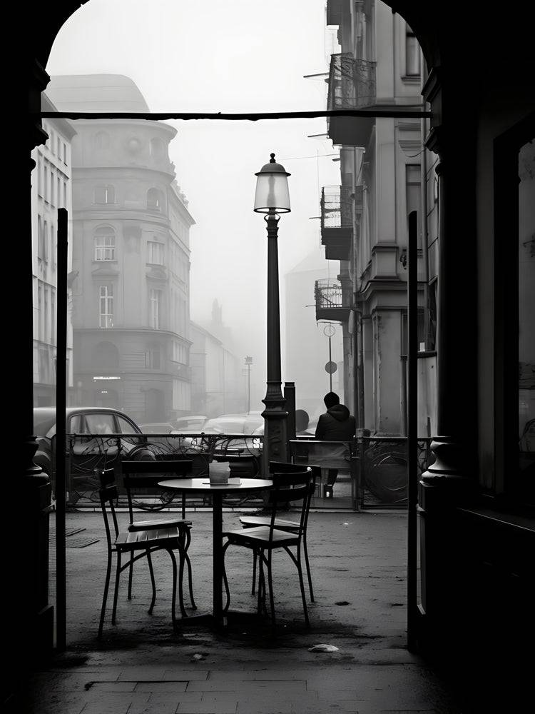 Courtyard Serenity - Tableau Brume Urbaine - Fabulartz.fr 