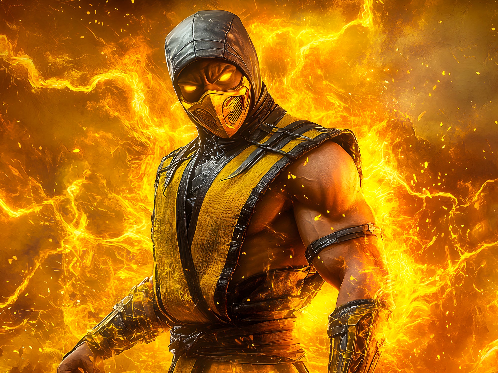 Tableau Mortal Kombat Scorpion en Feu - Cadre Mural - Fabulartz.fr