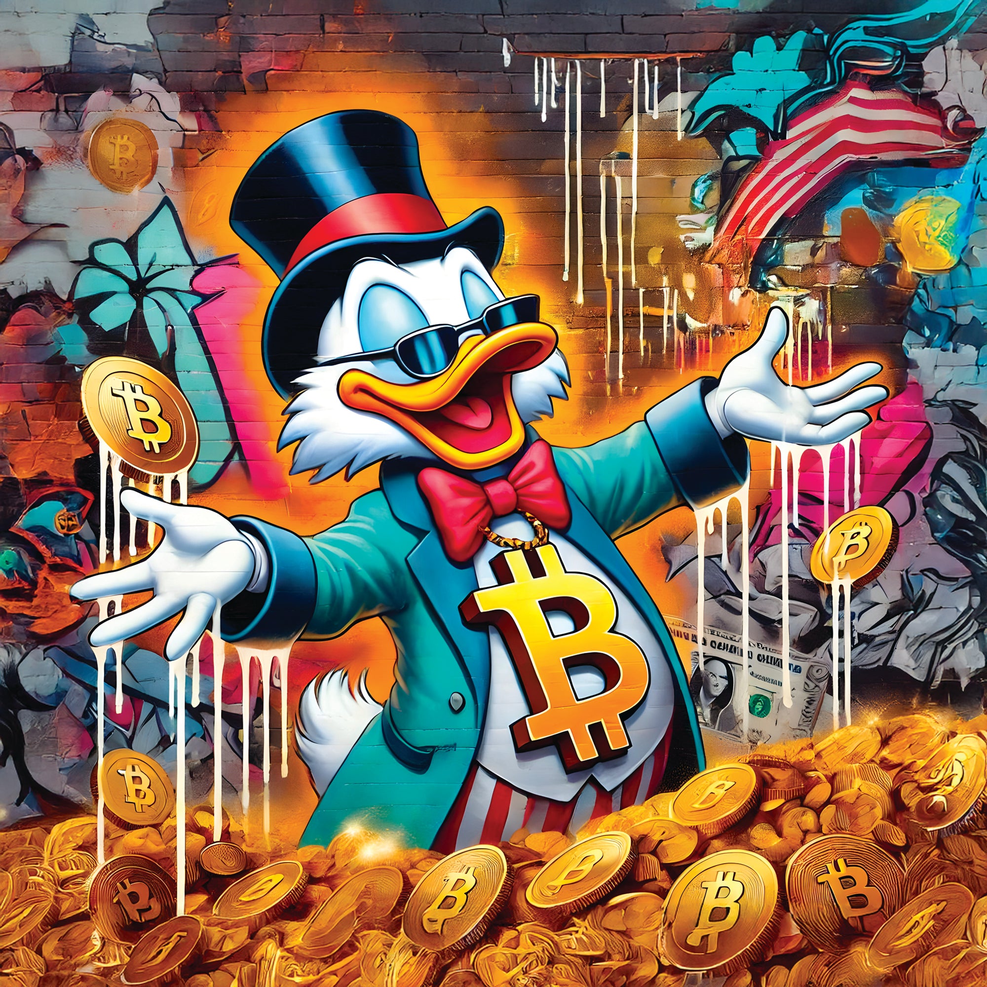 Tableau Picsou Bitcoin - Déco Murale Design Street Art Moderne