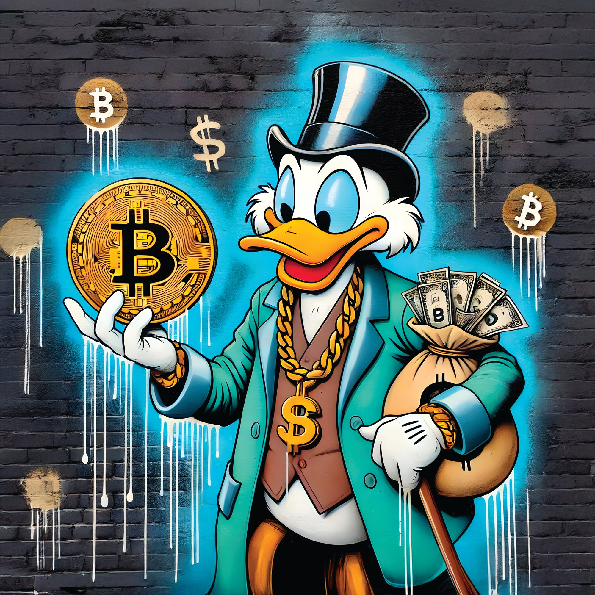 Tableau Donald Duck Bitcoin États-Unis - Déco Murale Design