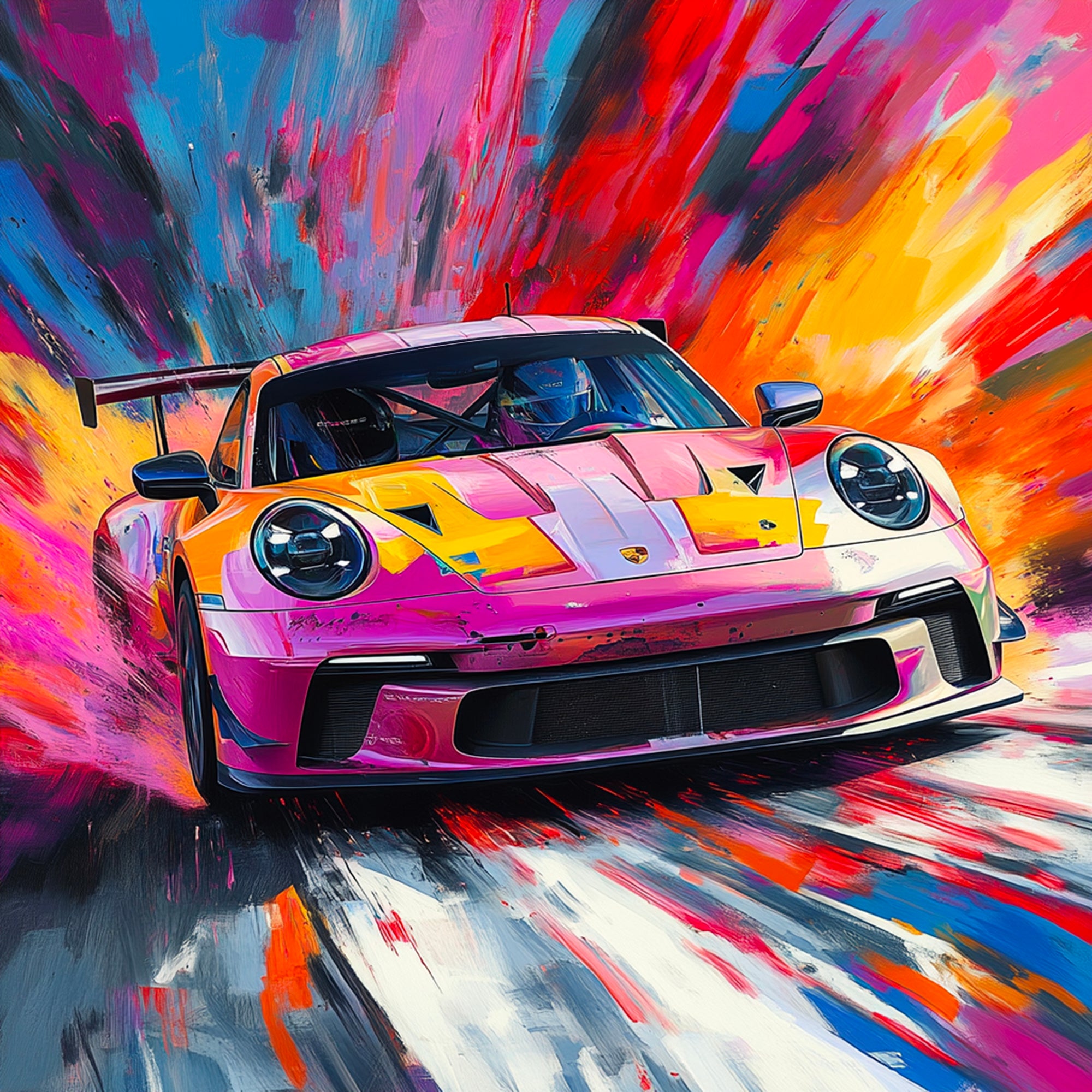Tableau Porsche Course Colorée – Décoration Murale Design - Fabulartz.fr