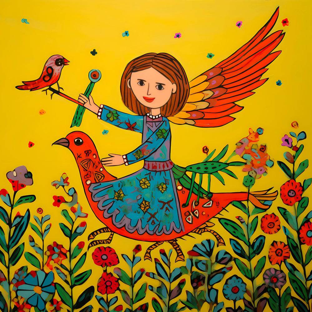 Dialogue avec les Oiseaux - Tableau Enfant - Fabulartz.fr