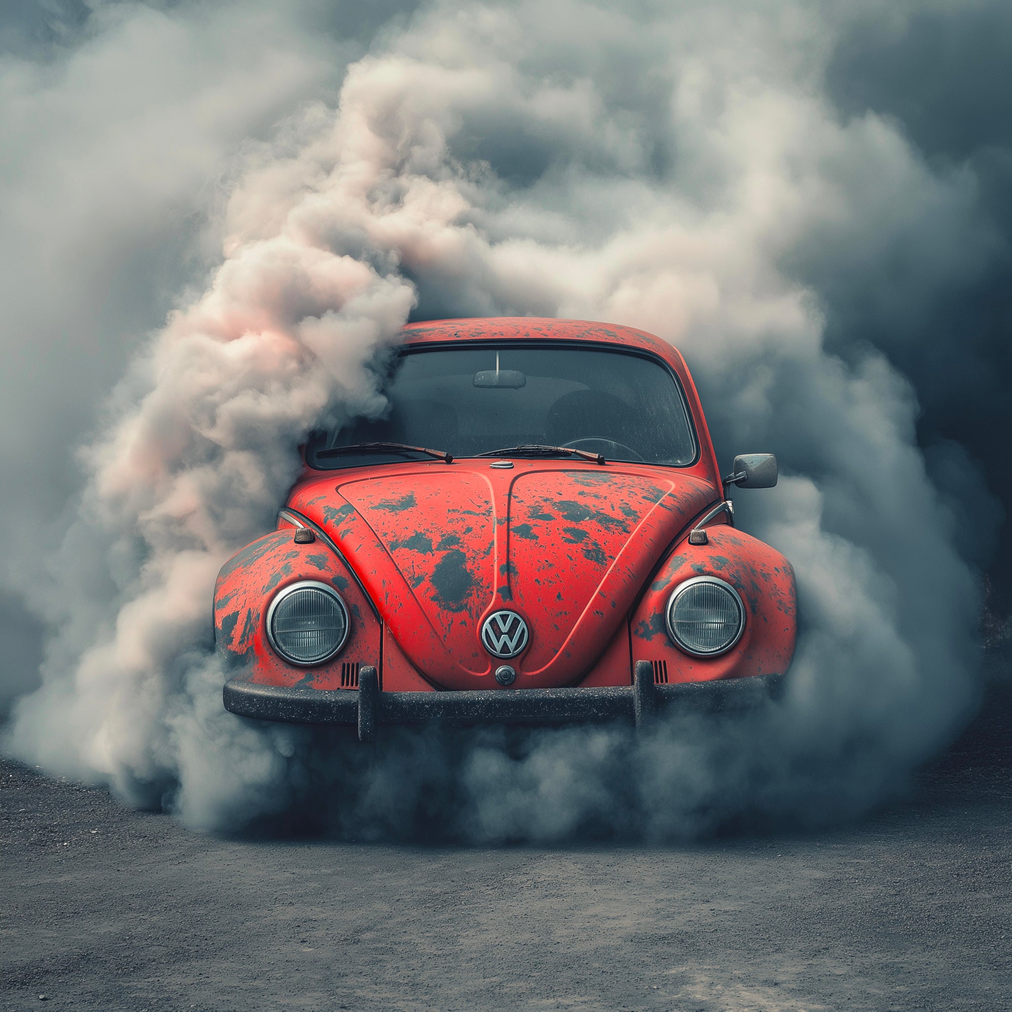 Tableau Volkswagen Coccinelle Fumée - Cadre Mural Déco - Fabulartz.fr