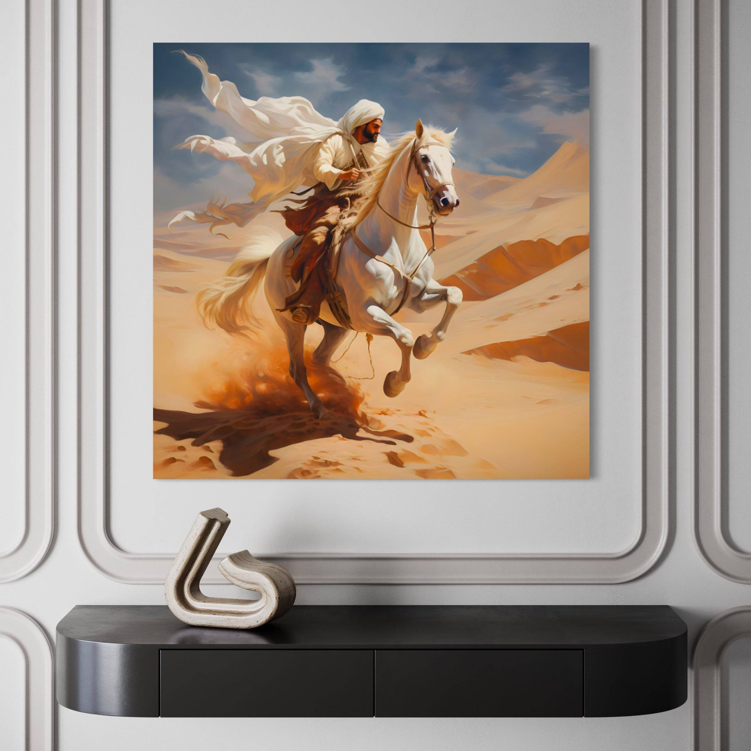 Écho du Sahara - Tableau d'Art de l'Équitation Nomade - Fabulartz.fr 