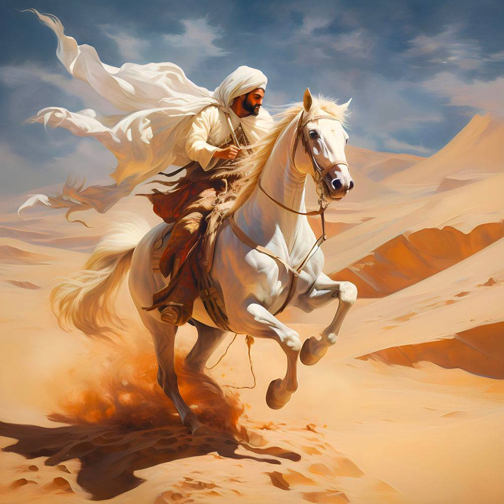 Écho du Sahara - Tableau d'Art de l'Équitation Nomade - Fabulartz.fr