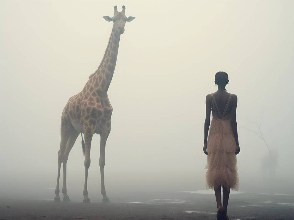 Elegance and Majesty - Tableau La Femme et la Girafe - Fabulartz.fr