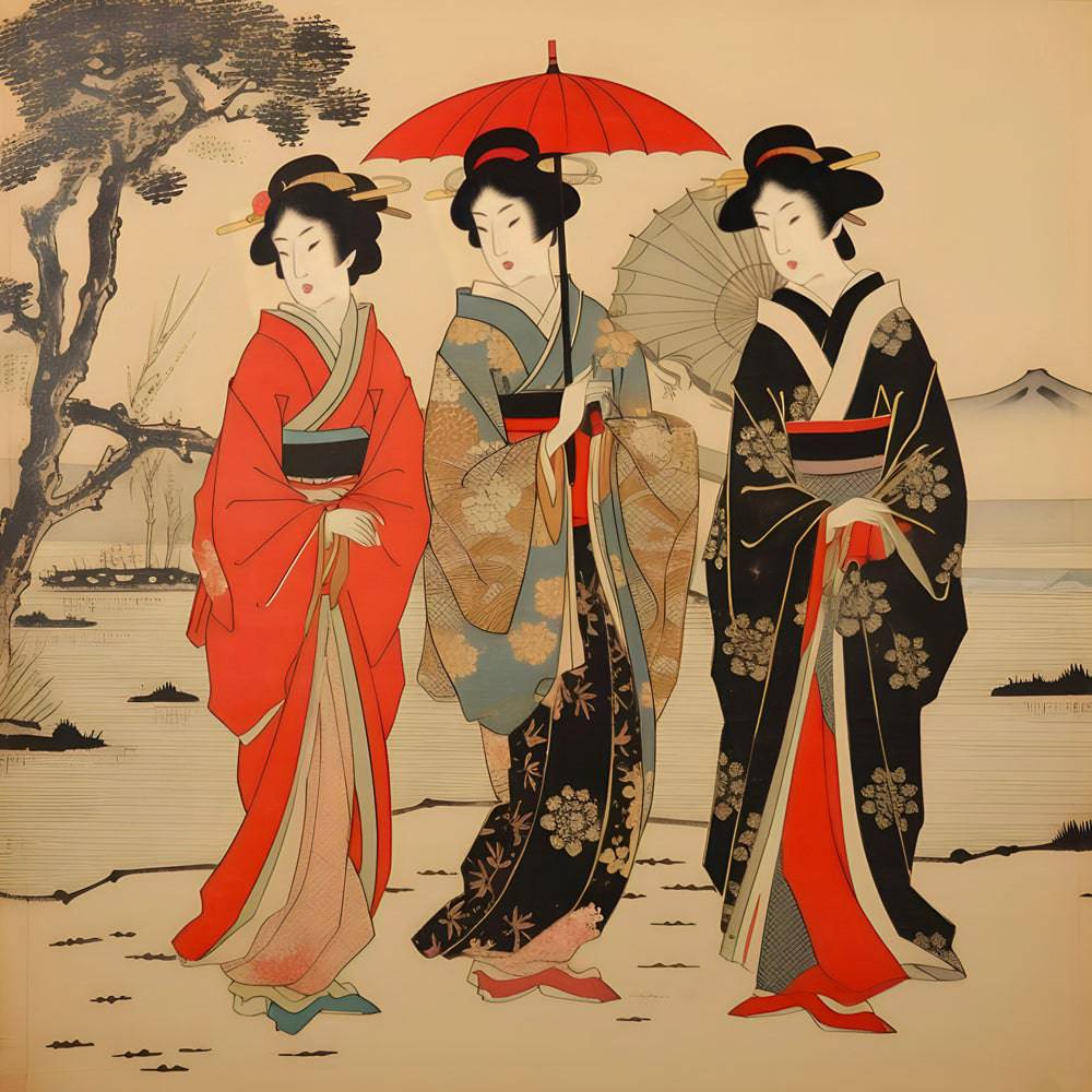 Élégance en Trio - Tableau Japonais - Fabulartz.fr 