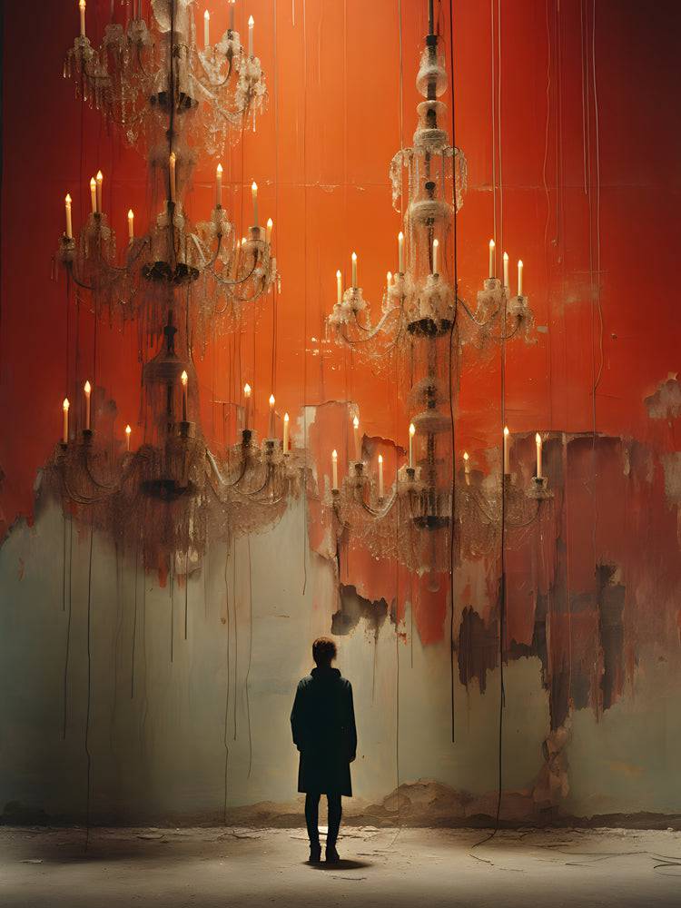 Elegance Illuminated - Tableau Photographie l'Enfant et les Chandeliers - Fabulartz.fr