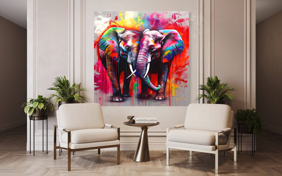 Tableau Animaux Pop Art Elephant - Déco Murale Colorée