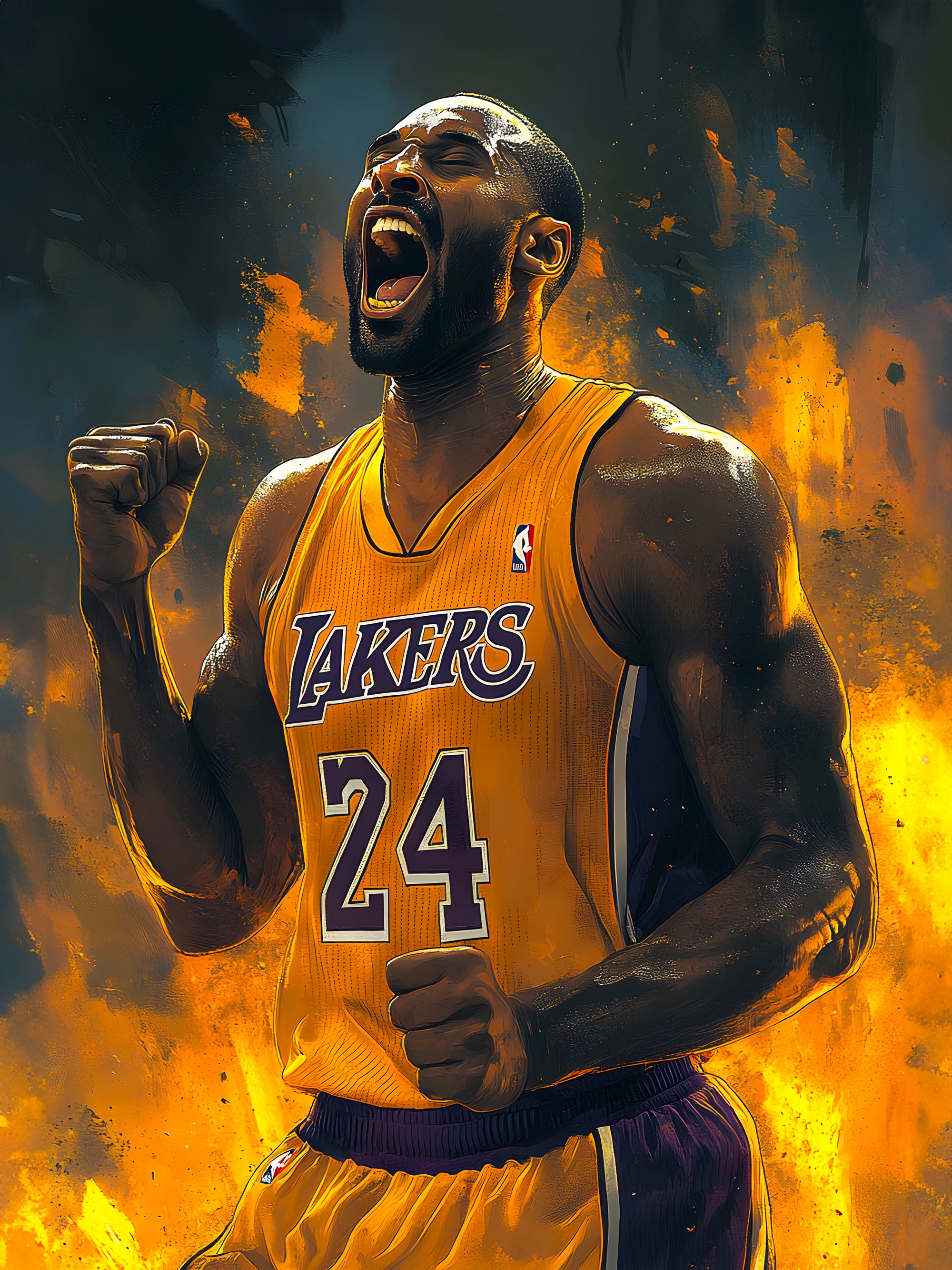 Tableau NBA Kobe Bryant Flamme – Décoration Murale Design - Fabulartz.fr
