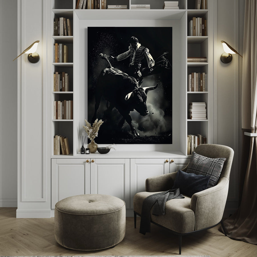 Tableau Espagne Cavalier et Taureau - Design Canvas
